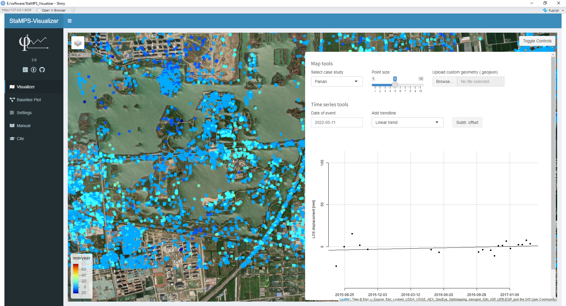PS results of Panan Lake in StaMPS_Visualizer