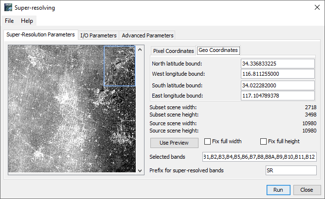 Sen2Res parameters