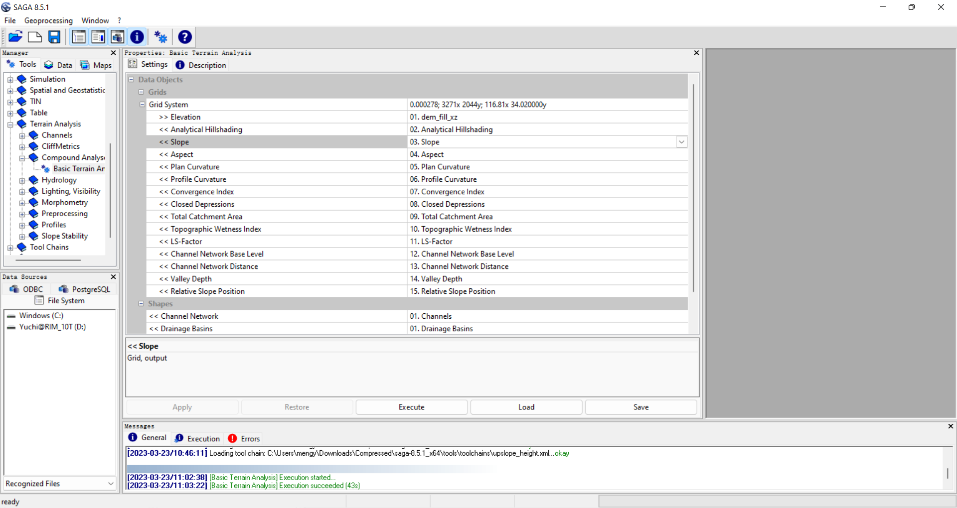 Generate slope using SAGA